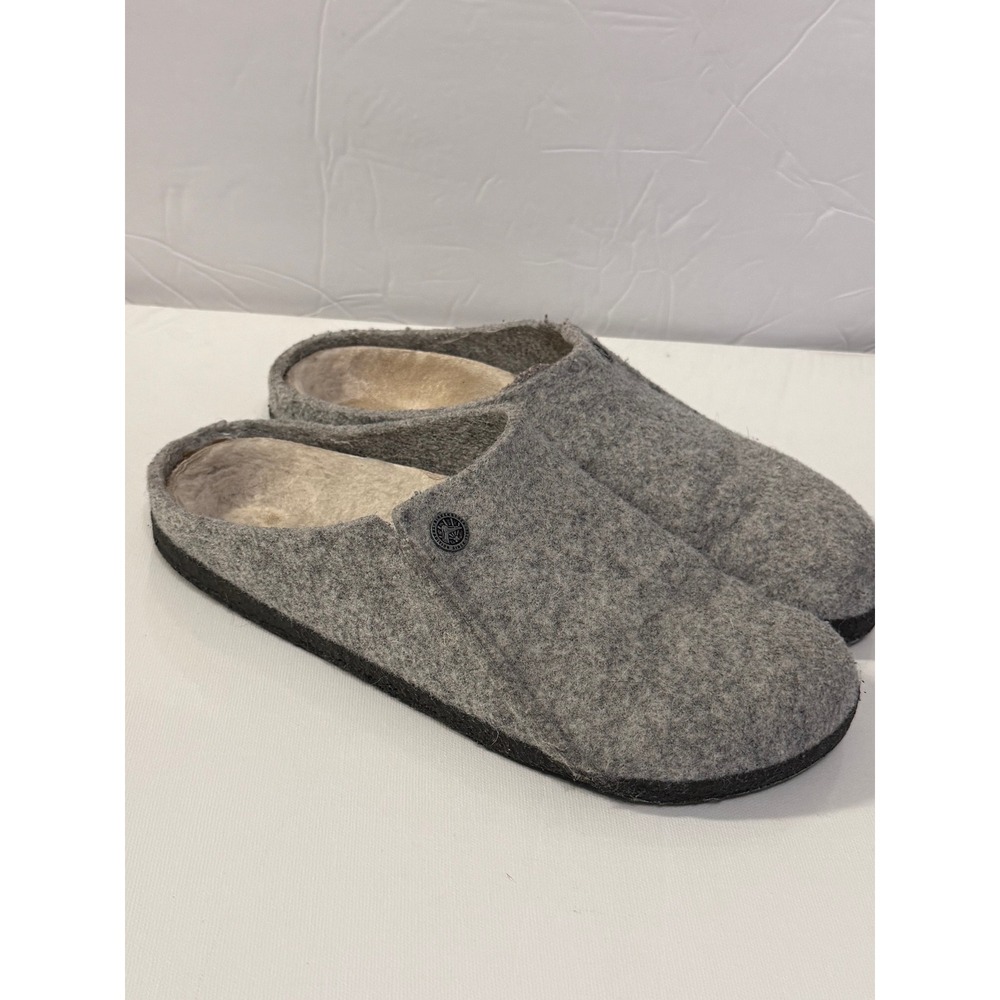 Birkenstock Zermatt Shearling Clogs Anthracite Gray Wool Felt Slippers Size 39